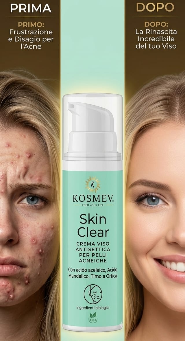 KOSMEV Crema Viso Antisettica Skin Clear Bio per Pelli Acneiche