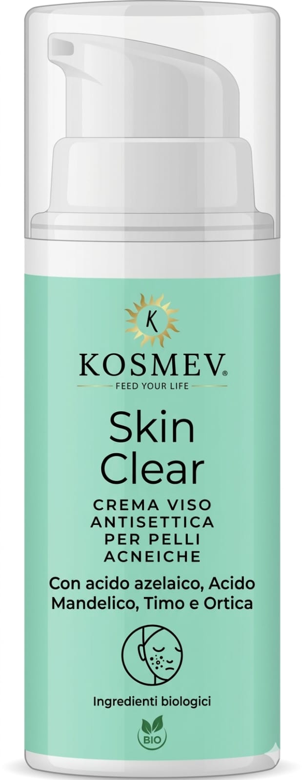 KOSMEV Crema Viso Antisettica Skin Clear Bio per Pelli Acneiche