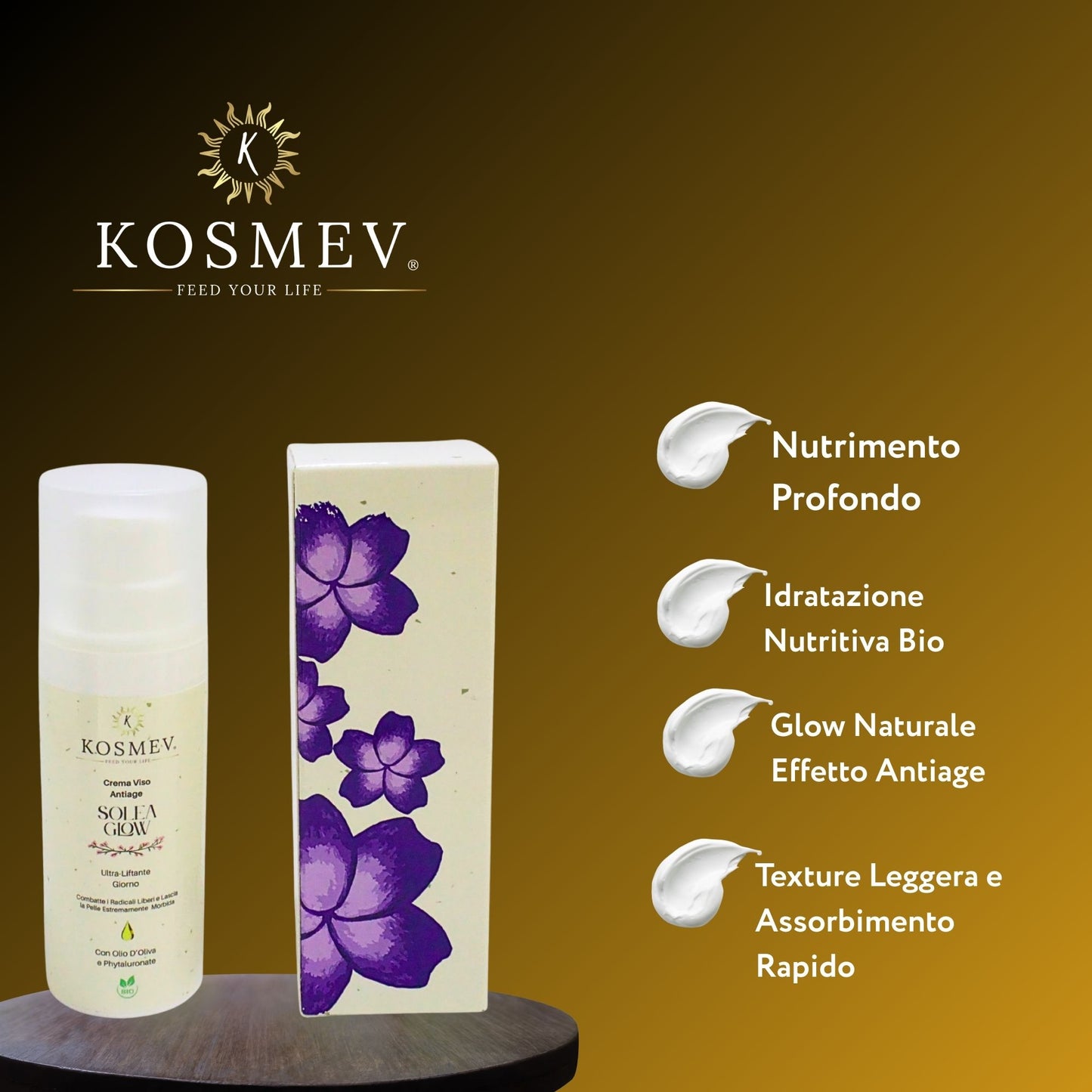 KOSMEV Crema Viso Antiage SOLEA GLOW Bio